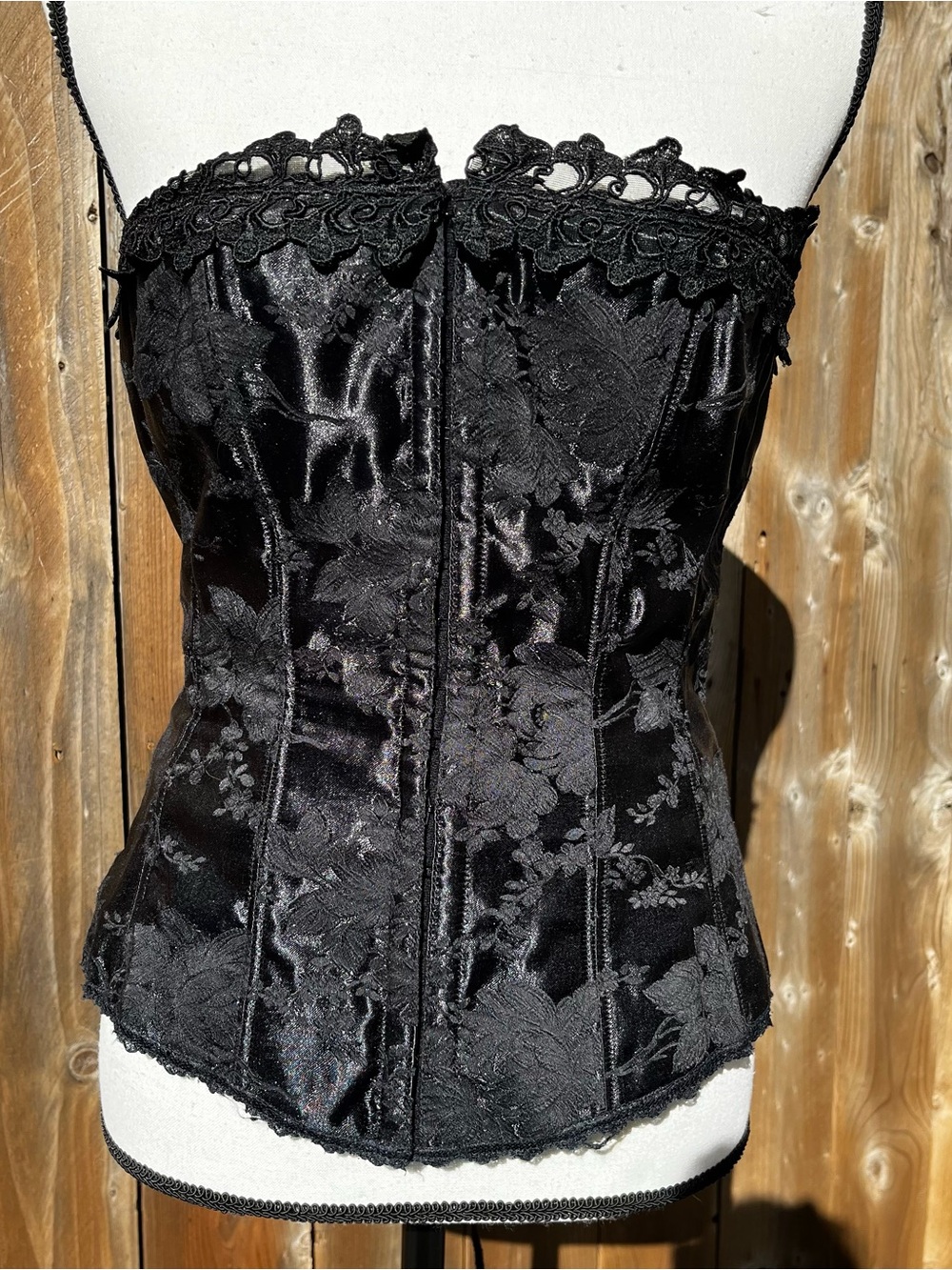 Frederick's of Hollywood Gothic Black Floral Lace Bustier Corset